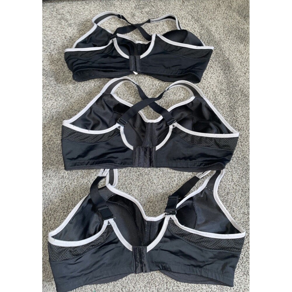 Lot of 3 Wacoal Sport Bra 40DD 853302 Lindsey Underwire Black White Trim - Picture 2 of 3